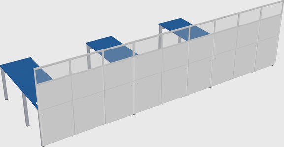 Shared l-shaped cubicle