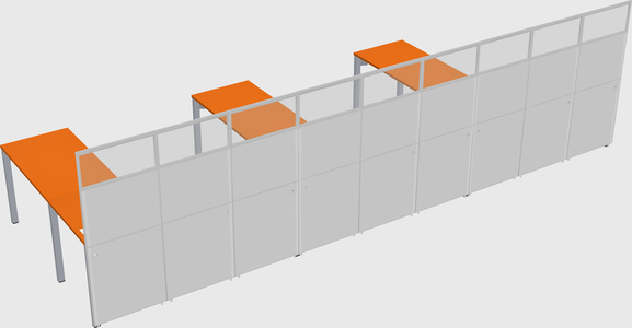 Shared l-shaped cubicle