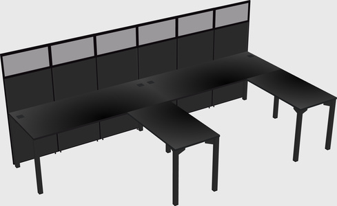 Shared l-shaped cubicle
