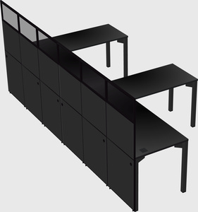 Shared l-shaped cubicle