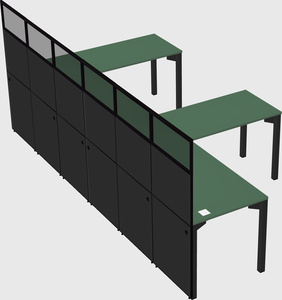Shared l-shaped cubicle