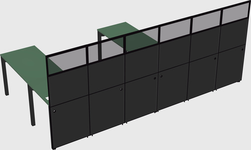 Shared l-shaped cubicle