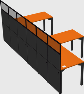 Shared l-shaped cubicle