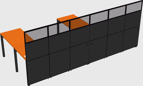 Shared l-shaped cubicle