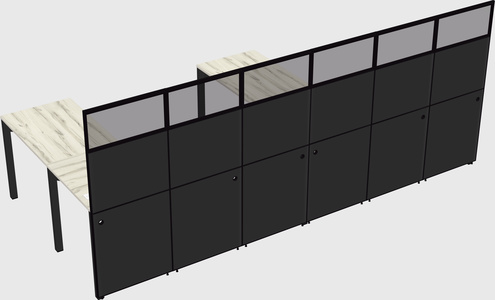 Shared l-shaped cubicle