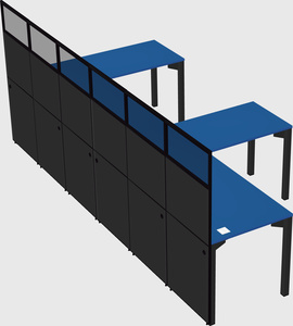 Shared l-shaped cubicle