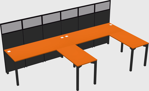 Shared l-shaped cubicle