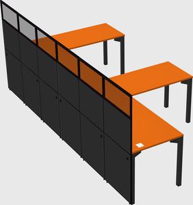 Shared l-shaped cubicle
