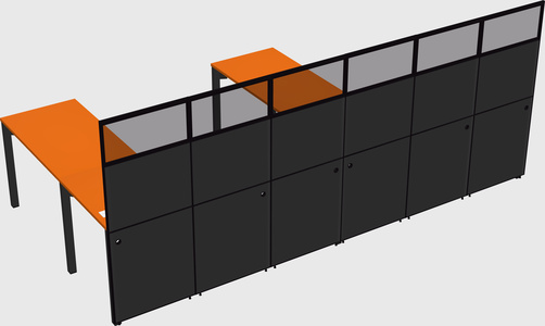Shared l-shaped cubicle