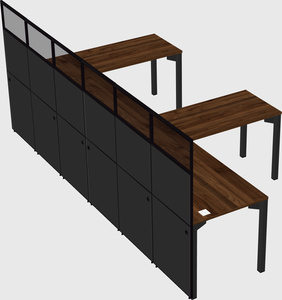 Shared l-shaped cubicle