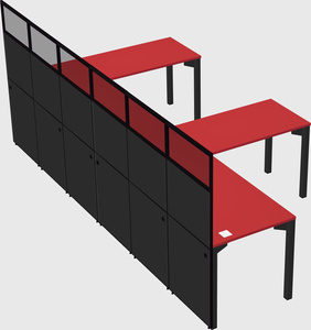 Shared l-shaped cubicle