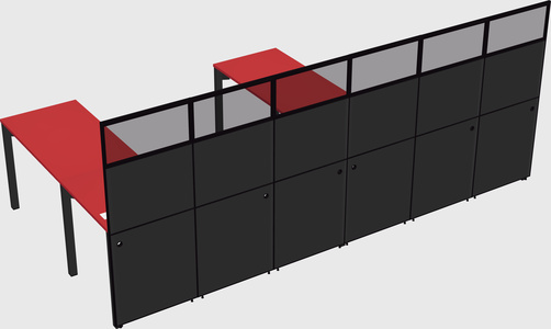 Shared l-shaped cubicle