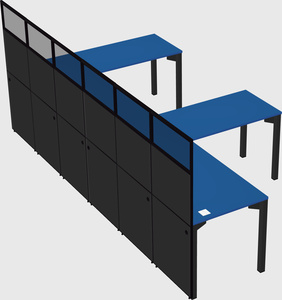 Shared l-shaped cubicle
