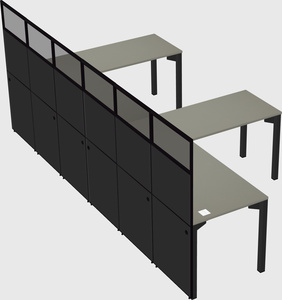 Shared l-shaped cubicle