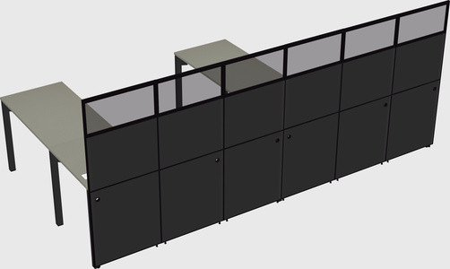 Shared l-shaped cubicle