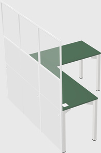 Shared l-shaped cubicle