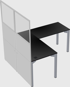 Shared l-shaped cubicle
