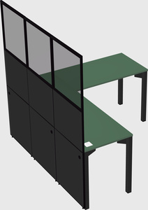 Shared l-shaped cubicle