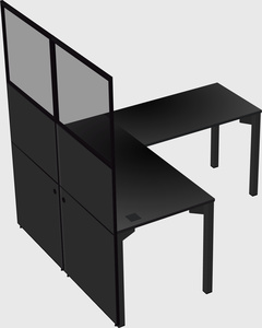 Shared l-shaped cubicle