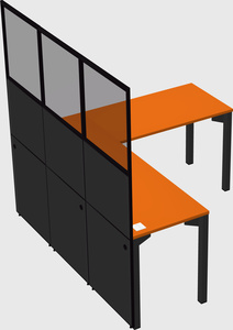 Shared l-shaped cubicle