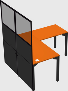 Shared l-shaped cubicle