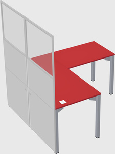 Shared l-shaped cubicle