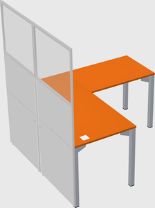 Shared l-shaped cubicle
