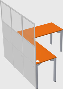 Shared l-shaped cubicle