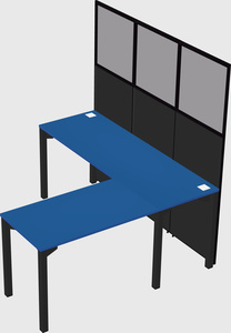 Shared l-shaped cubicle