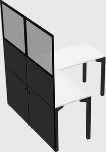 Shared l-shaped cubicle