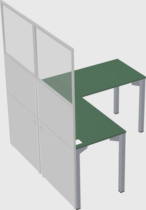 Shared l-shaped cubicle