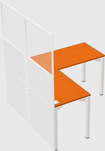 Shared l-shaped cubicle