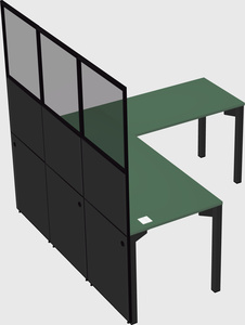 Shared l-shaped cubicle