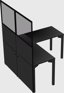 Shared l-shaped cubicle
