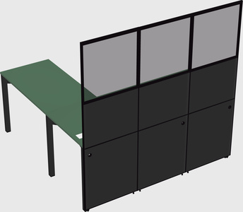 Shared l-shaped cubicle