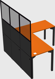 Shared l-shaped cubicle