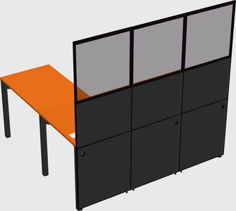 Shared l-shaped cubicle