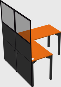 Shared l-shaped cubicle