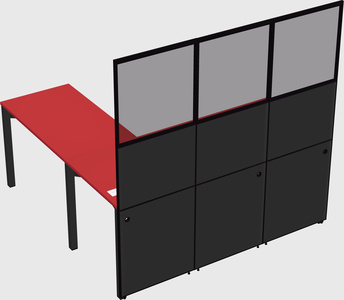 Shared l-shaped cubicle