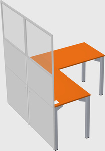 Shared l-shaped cubicle