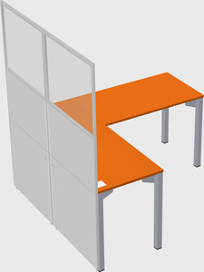 Shared l-shaped cubicle