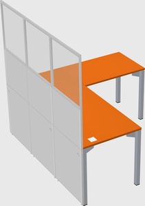 Shared l-shaped cubicle