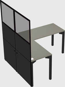 Shared l-shaped cubicle