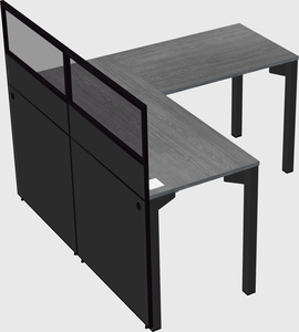 Shared l-shaped cubicle
