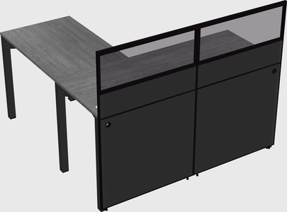 Shared l-shaped cubicle