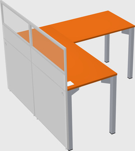 Shared l-shaped cubicle