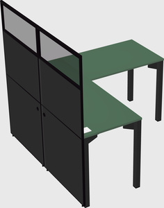 Shared l-shaped cubicle