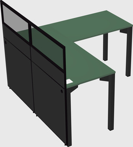 Shared l-shaped cubicle
