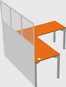 Shared l-shaped cubicle
