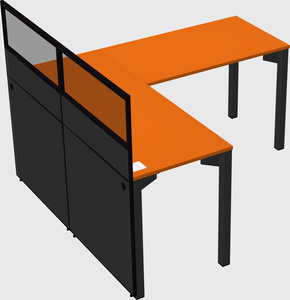 Shared l-shaped cubicle